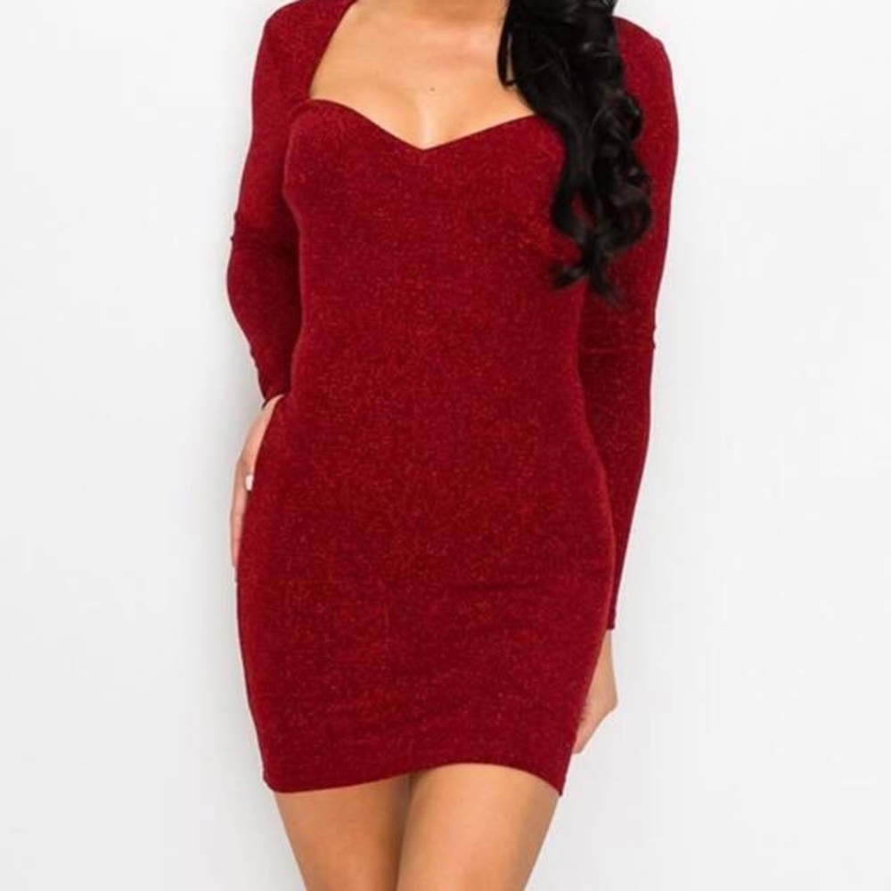 Dark red shimmer dress
